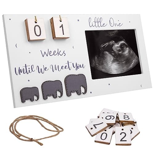 SNOWIE SOFT® Baby Photo Frame Ultrasound Picture Frame Sonogram Keepsake Frame, Mothers Day Pregnancy Gifts for First Time Mom Dad, Baby Shower Gifts Baby Sonogram Wood Photo Frame Newborn Gifts White