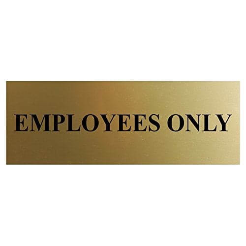All Quality Basic Employees Only Wall or Door Sign - Easy Installation | Staff Only Signage - Brushed Gold - Small (2 Pack)