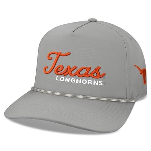 Legacy NCAA Officially Licensed Rope Hat Texas Longhorns Lightweight Cap for Men Women Caddy Adjustable Caddy GreyGrey White Rope One Size Fits Most Snapback Closure