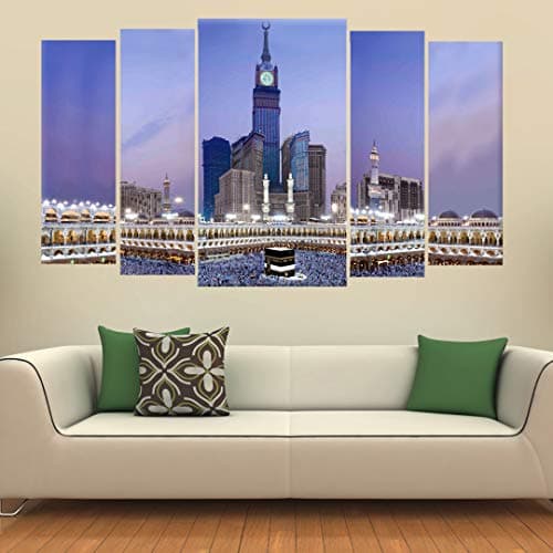 KYARA ARTS Multiple Frames, Beautiful Muslim Wall Art Wall Painting for Living Room, Bedroom, Office, Hotels, Drawing Room Wooden Framed Digital Painting (60inchx36inch)