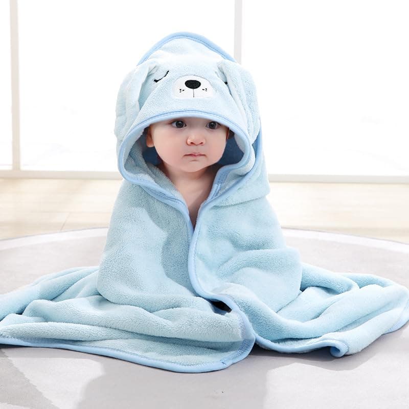 Gucilulu Hooded Baby Towel Premium Soft Bath Towel for Baby NewbornInfant Ultra AbsorbentNatural Baby Stuff Towel Soft Coral Velvet Coral Fleece Bath Towel for Boys and GirlsBlue Puppy