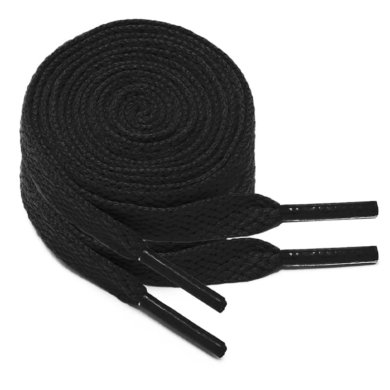 Polar Rabbit 2 Pairs Flat Shoe Laces for Sneakers 5/16" Wide Athletic Shoelaces Boot Strings in 24"-79" for Kids Adults Black 100CM 39"