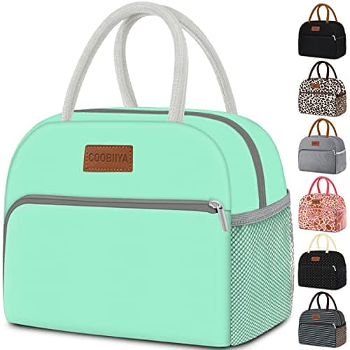 Coobiiya Lunch Bag Women, Lunch Box Bag for Women Adult Men, Small Leakproof Cute Lunch Tote Large Capacity Reusable Insulated Cooler Lunch Container for Work/Office/Picnic/Travel-Green