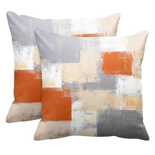 Britimes Throw Pillow Covers Modern Home Art Decor 16 x 16 Inches Set of 2 Pillow Cases Decorative Abstract Oil Painting Pillowcases for Bedroom Living Room Cushion Couch Sofa Beige Orange