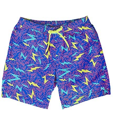 Tipsy Elves Blue Grease Lightning Classic Fit 7 Inch Inseam Swim Trunks for Men Size X-Large