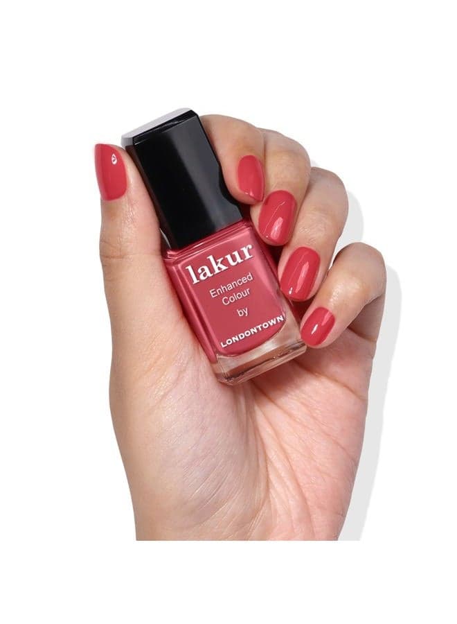 lakur Nail Polish - Chip-Resistant, Non-Toxic, Conditions & Hydrates Nails | Glossy Sun-Kissed Blush Pink, Flushed Cheeks, .40 fl oz