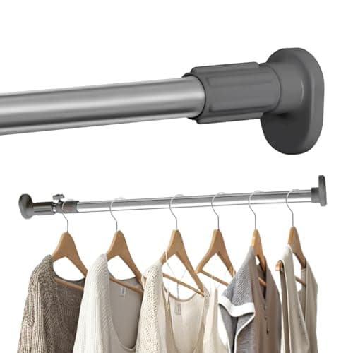 Hershii Expandable Window Shower Curtain Tension Rod Oval Head Clothes Hanging Bar Rail for Closet Wardrobe, No Drilling, 25.4mm Pipe Diameter