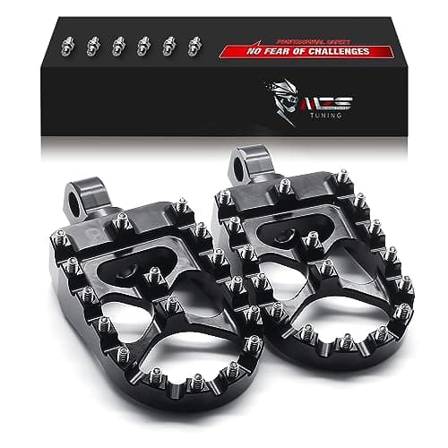MZS Motorcycle Foot Pegs, Aluminum 360 Degree Adjustable MX Cruiser Footpegs Footrest Wide Rest Pedal Compatible with Dyna 93-17 / Fatboy 90-17 / Iron 883 09-17 / Sportster 00-17 / Street Bob 07-17