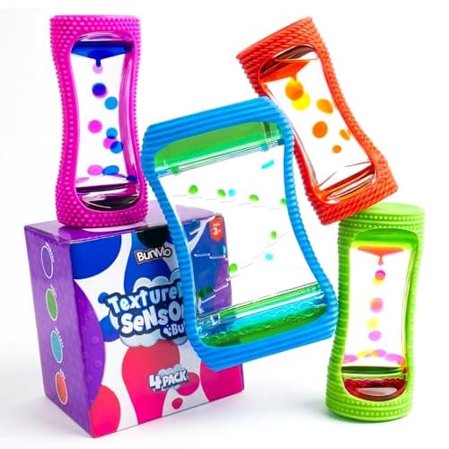 BUNMO Liquid Motion Bubbler Large Sensory Toy for Kids Adults 4 Pack Gentle Fidget Toy Stimulating Visual Sensory Experience Colorful Bubble Fidget Timer for Desk Travel