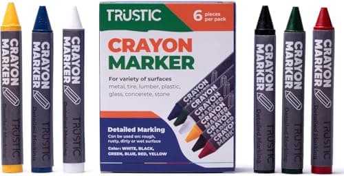 Universal Crayon Wax Marker for Industrial and Craft Detailed Marking on Lumber Metal Carton Ceramics Concrete Glass Plastic Tire 4 x 12 Pack of 6 Multicolor