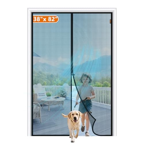 MAGZO Magnetic Screen Door Fit Door Size 38 x 82 Inch, Screen Size 40" x 83" Sturdy Full Frame Hook&Loop for Sliding Door