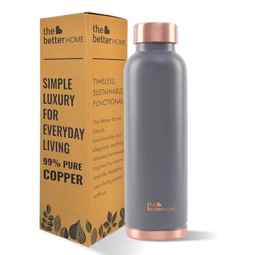 The Better Home Copper Water Bottle 950ml | BPA Free Leak Proof Bottle with Anti Oxidant Properties | 100% Copper Water Bottle | Grey