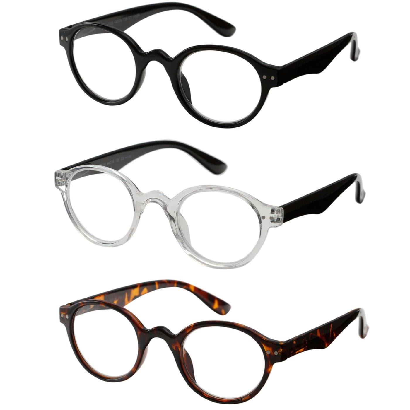 Success Eyewear Reading Glasses 3 Pair Spring Hinge Professer Readers for Men and Women Fashion Glasses for Reading Set of Black Brown Clear 15