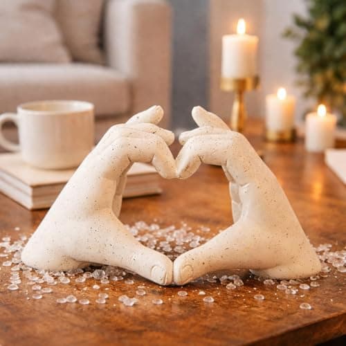 SATYAM KRAFT 1 Pcs Heart Handmade Statue | Valentine Gift for Him/Her, Girlfriend, Boyfriend, Wife & Husband | Anniversary, Wedding Decoration Items | Home & Desk Décor Romantic Showpiece (White)
