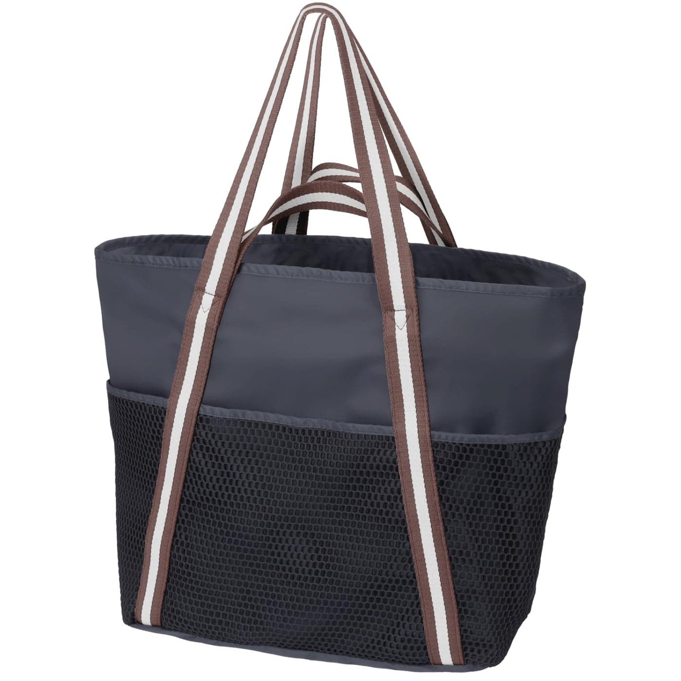 F-color Waterproof Beach Bag with Pockets - Packable Family Capacity Beach Tote Bag with Sandproof Side Mesh Bag for Women, Carry on Swim Bag for Travel Pool Cruise Beach Essentials, Black