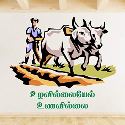 StickMe 'Farmer Tamil Decorative - Creative - Colorful - Wall Sticker ' -SM143 (Multi Colour, Vinyl - 115cm X 100 cm)