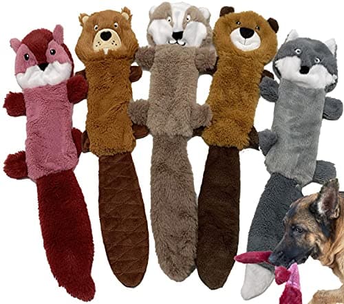 Jalousie 5 Pack Stuffingless Dog Squeaky Toys Dog Toy wDurable Liner No Stuffing Dog Toy Dog Toys Crinkle Paper Squeaker Toy for Medium Large Dogs 5 Pack Color 4 Squeaky