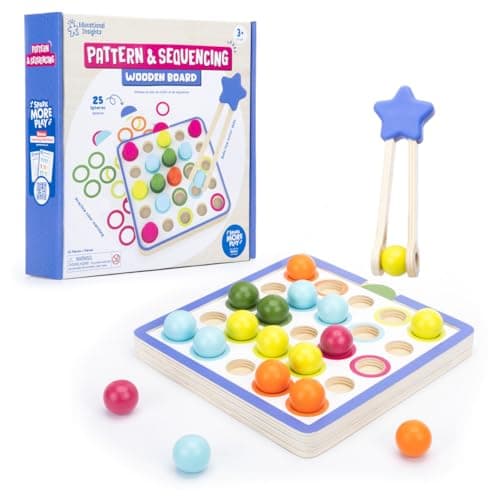 Educational Insights Pattern Sequencing Wooden Board Color Matching Toy for Kids Fine Motor Kits Sequence Board Games for Toddlers Preschool Manipulatives Ages 3