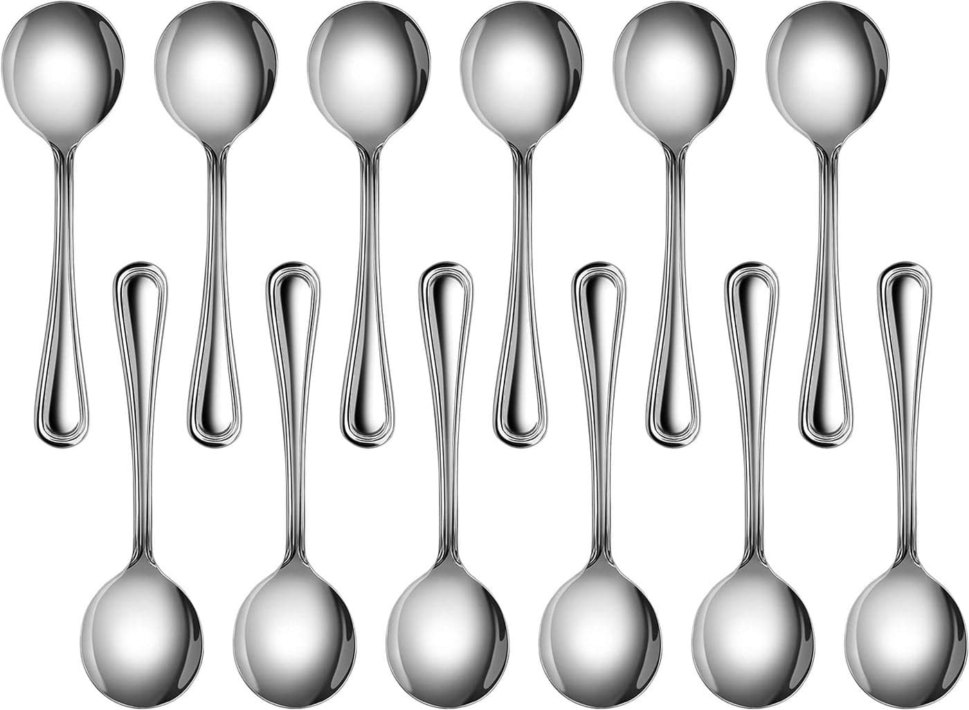 New Star Foodservice 58185 Slimline Pattern 180 Stainless Steel Bouillon Spoon 57Inch Set of 12