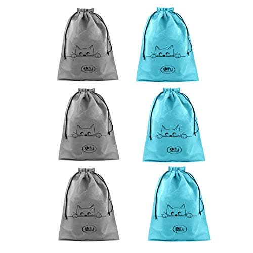 Lify Travel Shoe Bags, Portable Travel Shoe Tote Bags - Packing Organizers for Men and Women- Plain - Pack of 6 Pieces