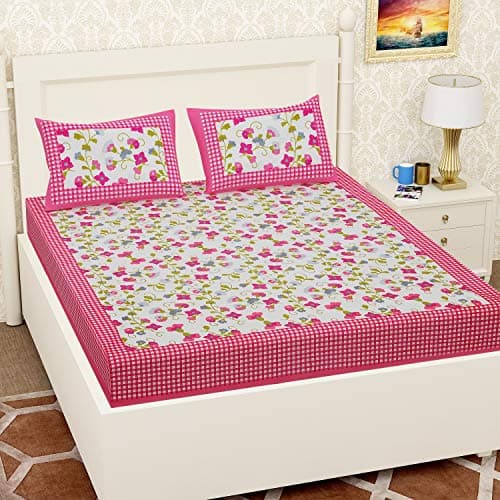 UBANIA COLLECTION-We believe in customers satisfaction® 100% Cotton Jaipuri Traditional King Size Double Bed Bedsheet with 2 Pillow Covers
