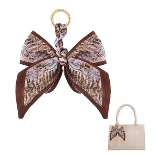 Ancnoz Retro Bag Charms for Handbag Elegant Bow Scarf Keychain for Ladies Women Bowknot Bags Pendant for Women Scarf Bow Car Keyring Purse Crossbody Bag Decorations Accessories