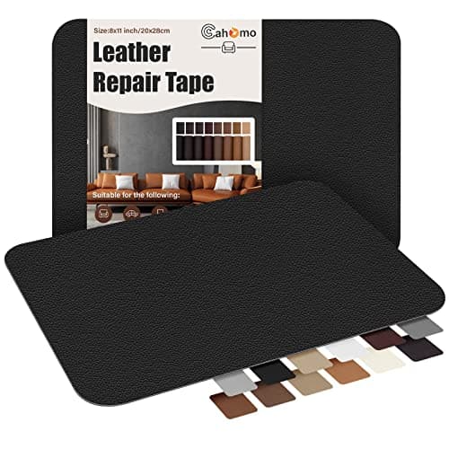 Cahomo SelfAdhesive Leather Repair Patches Tape for Couches 8x11 inch Vinyl Leather Repair Kit for Furniture Car Seats Handbags Jackets Black