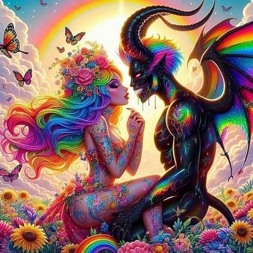 ijbnhd Diamond Art Kits for Adults, 5D Angel and Devil Diamond Painting Kits for Adults, DIY Full Drill Angel Gem Art Crystal Rhinestone for Wall Home Decor 14X14inch
