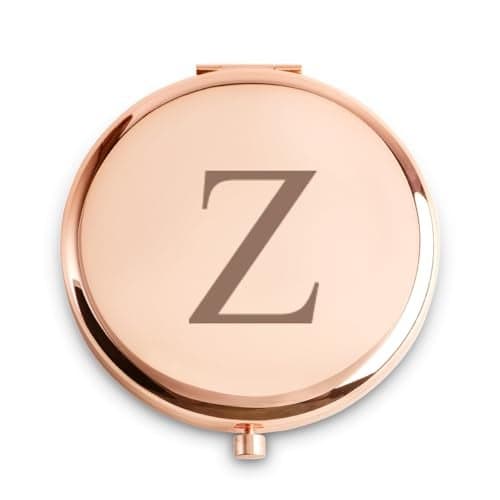 QUSTGO Personalized Gift for Women Girls Her Custom Gifts for Adult Teen Monogram Alphabet Initial Compact Mirror for Birthday Graduation Mothers Day Basket Stuffers