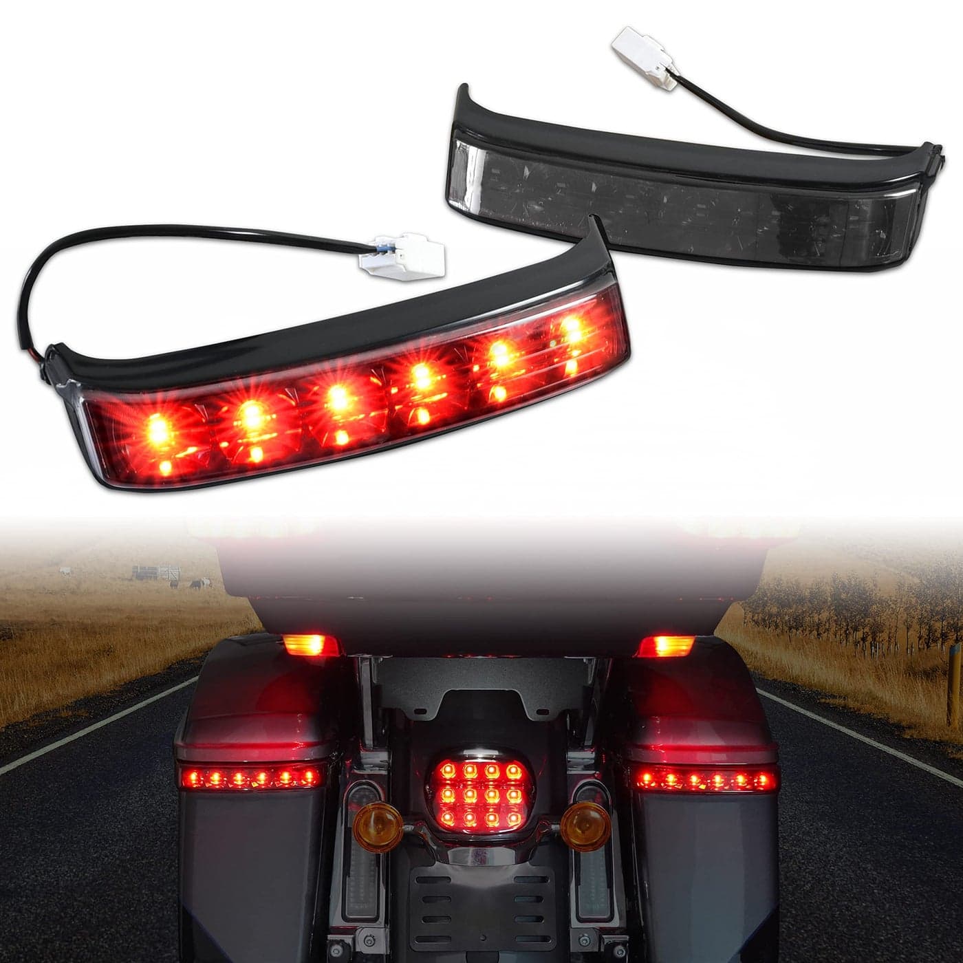 VEISUTOR LED Saddlebag Housing Tail Lights Run Brake Turn Signal Lights Lamps for Harley Touring Street Road Glide CVO Electra Glide Ultra Classic Ultra Limited CVO 20142022 2PCS Smoked Lens