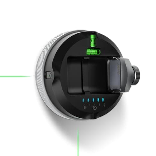 HOZO MCube02 Laser Level Tool with Vertical Horizontal Green Line Lasers 360 Rotating Base Wall Mount Laser Level for Picture Hanging Renovation DIY 5kg Stand Rechargeable