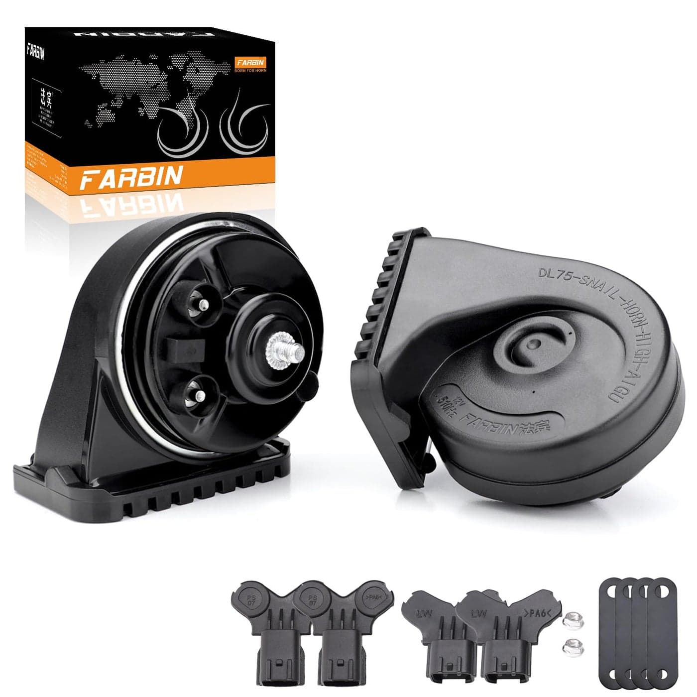 FARBIN Car Horn Compatible with HyundaiKia 12V Waterproof Auto Horn Loud HighLow Tone Electric Snail Horn with Protective Grill black horn with plug for Hyundai