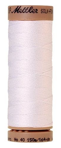 Mettler Silk-Finish 40 Weight Solid Cotton Thread, 164 yd/150m, White