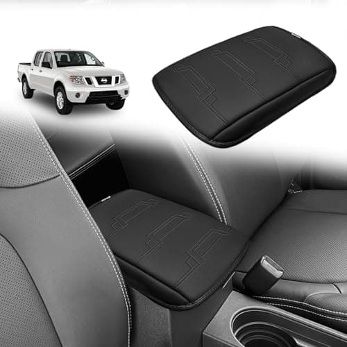 Muslogy Center Console Armrest Cover Fit for Nissan Frontier 2005-2021 & Xterra 2005-2015 Accessories, Comfort Armrest Pad Console Lid Cushion Vegan Leather Regular Thick
