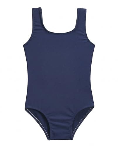 City Threads Girls Bathing Suit One Piece UPF 50+ Made in USA, Tank Swimsuits Girls Swimwear (Navy, 10)