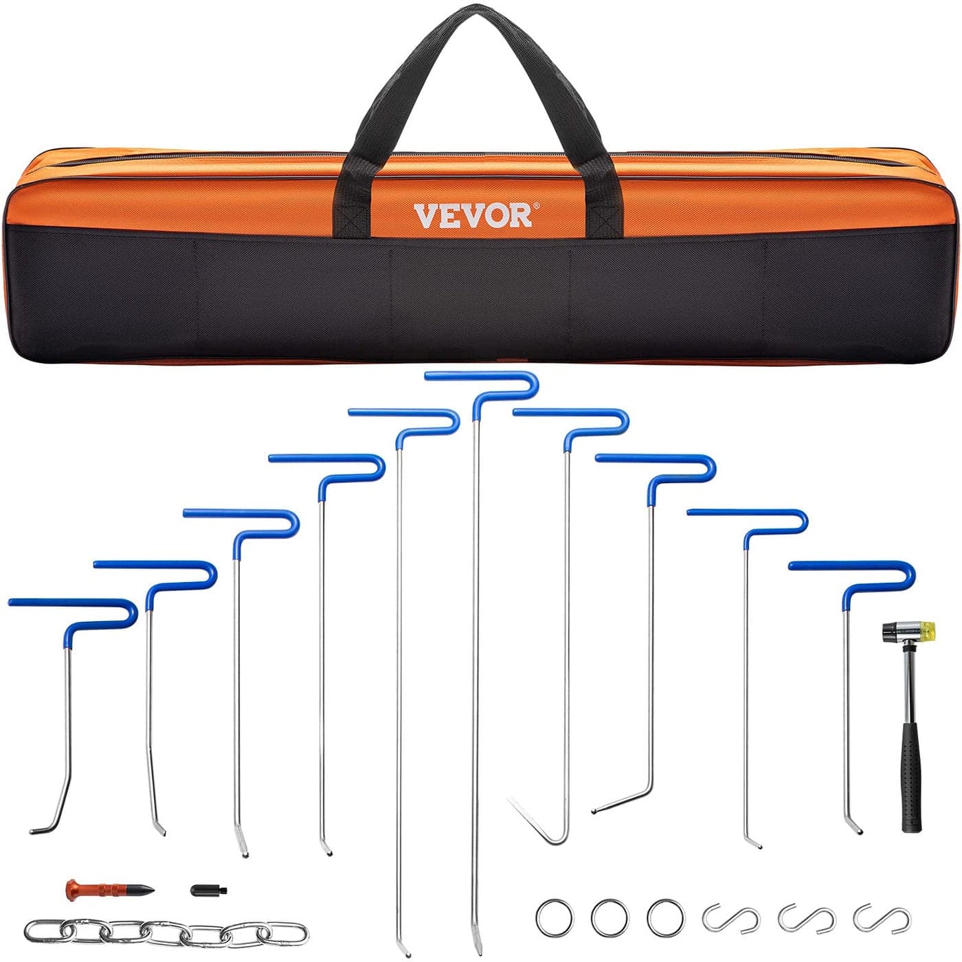 VEVOR Rods Dent Removal Kit 20 Pcs Paintless Dent Repair Rods Stainless Steel Dent Rods Whale Tail Dent Repair Tools Professional Hail Dent Removal Tool For Minor Dents Door Dings And Hail Damage