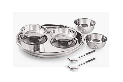 Neelam Stainless Steel, 22 Gauge Premium Quality, 8 Pieces Set, Ideal Gifting Dinner Set, Ideal for Special Occasions Like Anniversary, Wedding, Housewarming Party, Easy to Clean & Dishwasher Safe