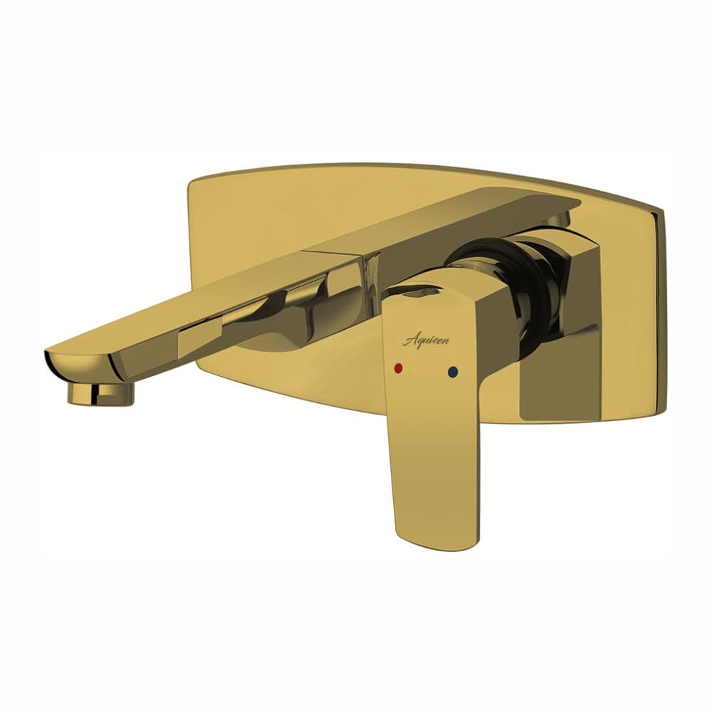 Aquieen Wall Mounted Single Lever Basin Mixer with Provision for Hot Cold Water Zura Zura PVD Gold