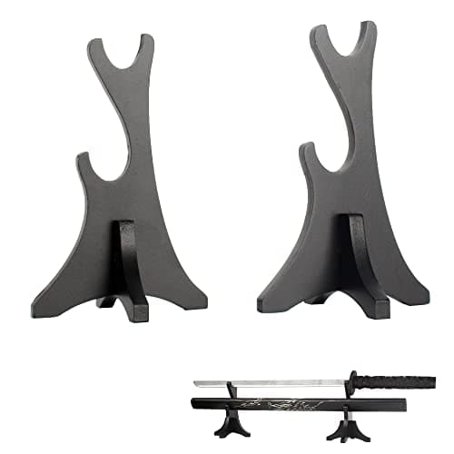 WANLIAN Sword Stand, Two-Layer Weapon Display Stand, Wood Samurai Sword Katana Holder Stand Dispaly