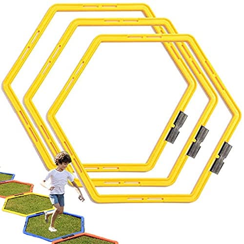 CZXING Hexagon Agility Ring Training Circle Ring Speed Agility Ladder Physical Training Ring Football Footwork Trainer Hurdles Agility Ladder Fitness Equipment Multicolor Training Ring 3Pcs Yellow