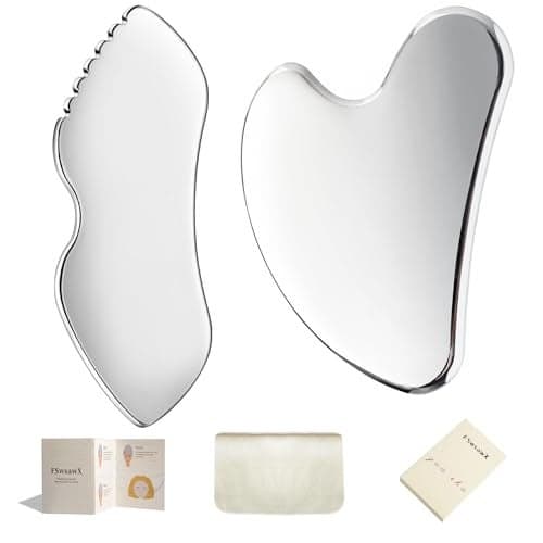 FSwsawX Stainless Steel Gua Sha Facial Tools Face Comb Massager Metal Gua sha Tool for Blood Circulation Lymphatic Drainage Body and Face Gua Sha Stone for Tighten Skin