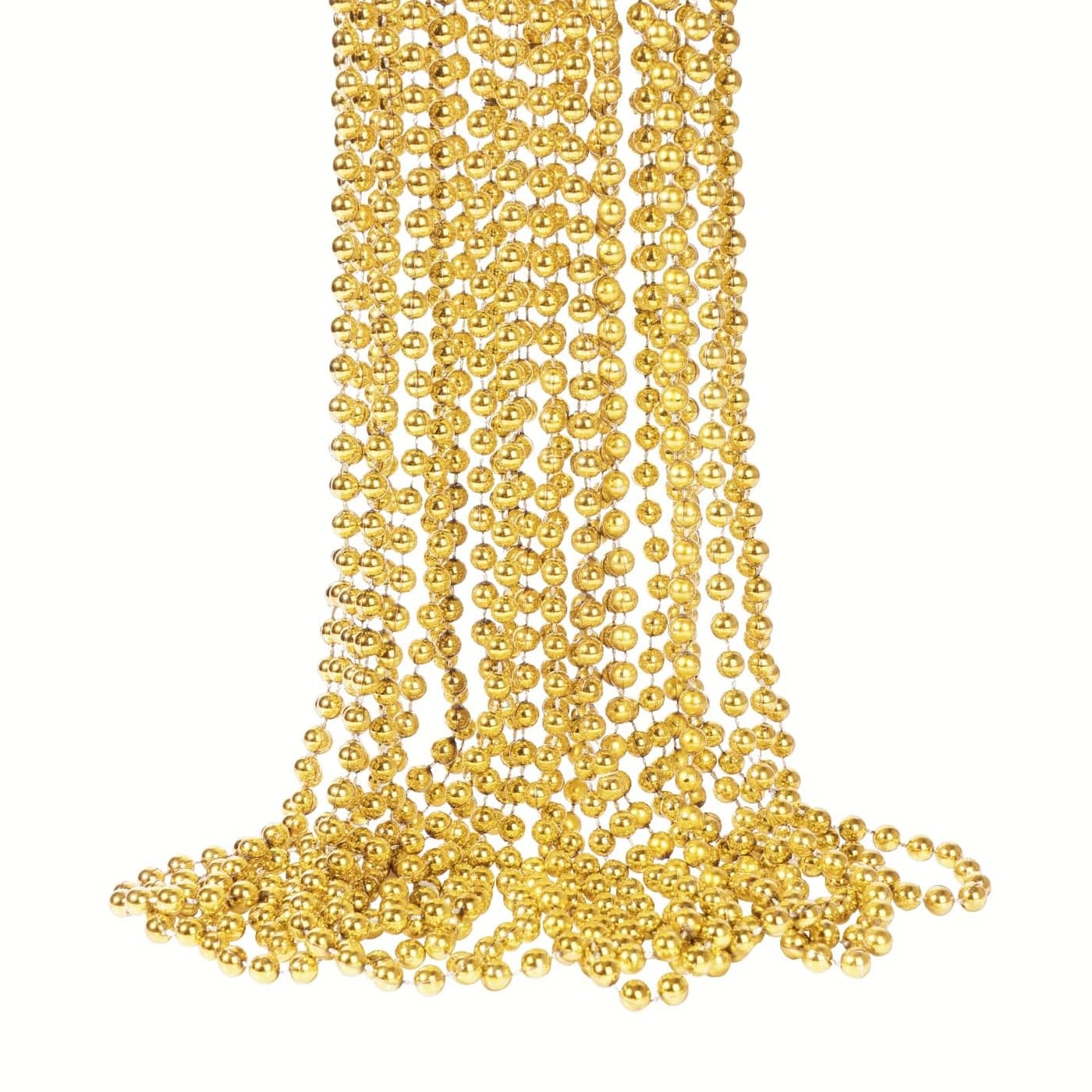 YAXINRUI 15 PCS Gold Bead Necklaces, Christmas Bead Necklaces, Gold Mardi Gras Beads, 33 Inch 7 mm Round Beaded Necklaces for Mardi Gras Party Christmas New Year Eve Festive Events, Party Favors