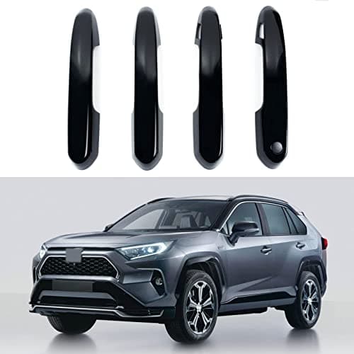 Door Handle Cover Trim Compatible With Toyota Rav4 XLE SE XSE 20192025 For Highlander L LE XLE XSE 2024 2023 2022 2021 2020 Exterior Door Handles Accessories Decoration Smart Key Holes Glossy Black