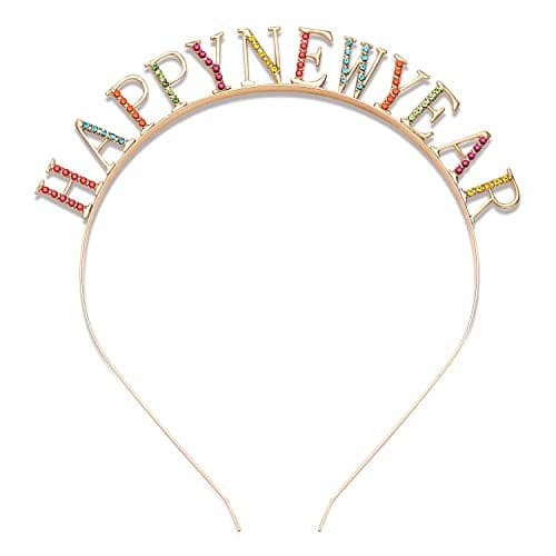 CEALXHENY Happy New Year Headbands for Women Crystal Rhinestone New Years Eve Hairbands Holiday Party Hair Accessory Gifts Happy New Year