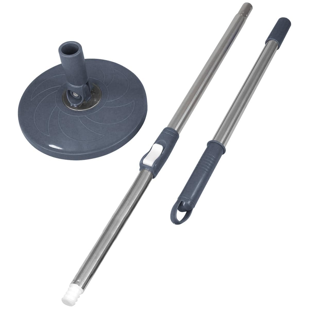 Primeway Stainless Steel Telescopic Spin Mop Replacement Handle Stick Rod with Disc Plate 124cm Grey