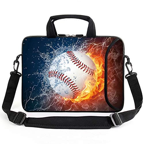 AMARY 13-13.3inch laptop sleeve chromebook case adjustable shoulder strap with handle accessory pocket for men women (Baseball)