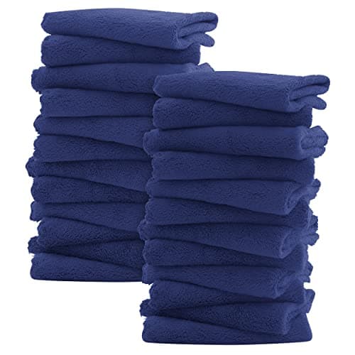 Sunny zzzZZ Ultra Soft 24 Pack Baby Washcloths - 10x10 Inches - Coral Fleece Extra Absorbent Wash Clothes for Babies, Infants and Toddlers - Sensitive Skin and Newborn - Ideal Baby - Navy Blue