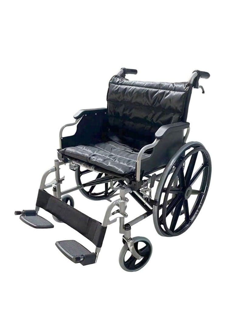 S01 Foldable Manual Wheelchair, Lightweight Aluminum Alloy Mobility Chair with Hand Brake, Self-Locking Rear Brakes, Foldable Footrest, 24 Inch Rear Wheels, 4.5 Inch Front Casters, 55CM Wide Seat, Heavy Duty 150KG Weight Capacity, Portable Folding Wheelchair for Elderly, Disabled, Patients, Home Car