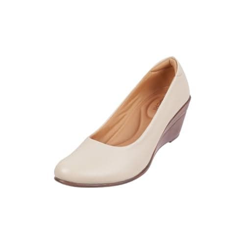 Mochi Women Beige Wedge Heel Pump/Formal Shoes UK/5 EU/38 (31-335)