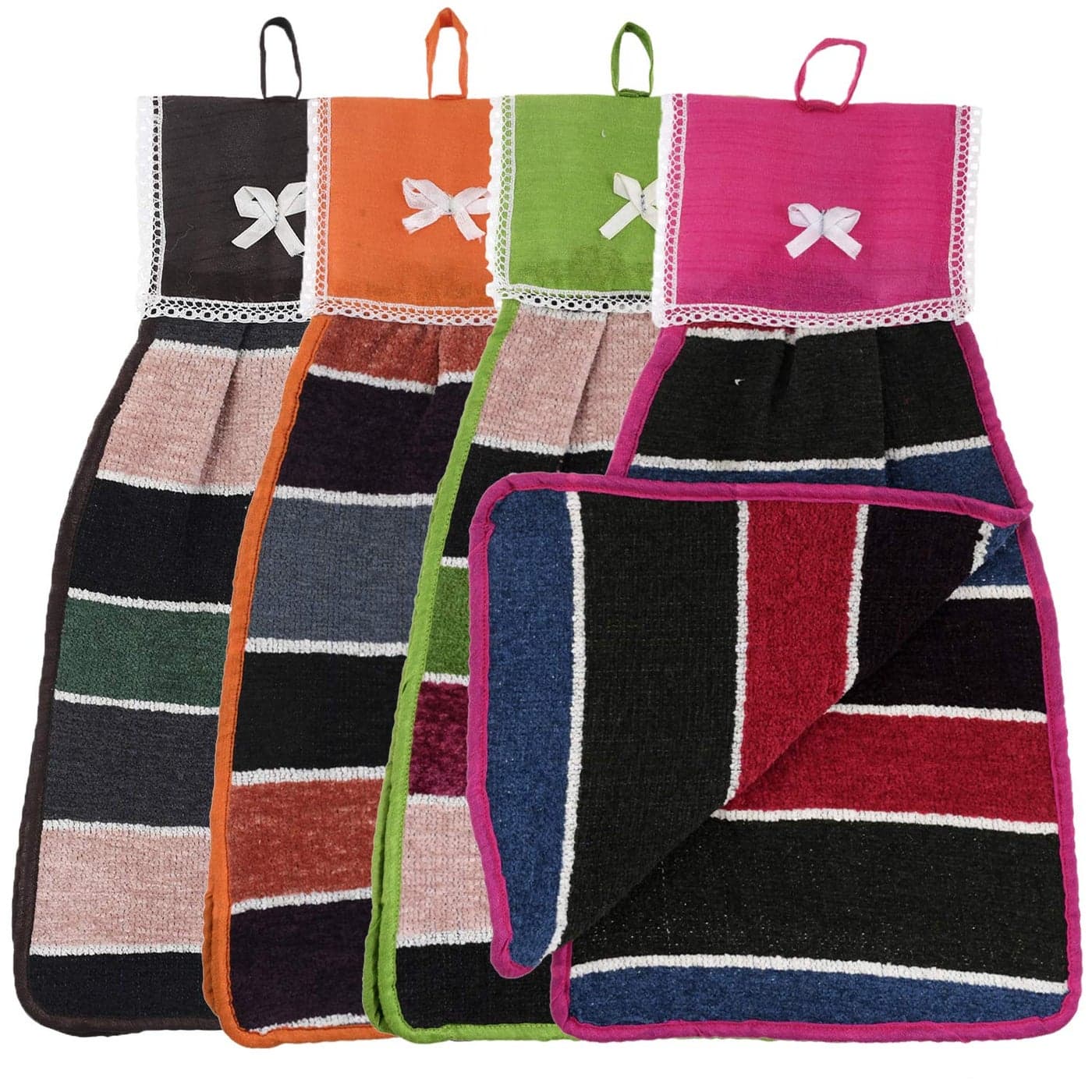 Kuber Industries Hanging Cotton 4 Pieces Cotton Washbasin Napkin/Hand Towel for Kitchen and Bathroom (Multi) - CTKTC45595